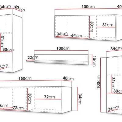 Závěsná stěna do obývacího pokoje LONZO 1 - černá