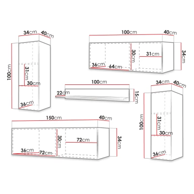 Závěsná stěna do obývacího pokoje LONZO 1 - černá