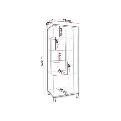 Vitrína do obývacího pokoje ANINA - šířka 50 cm, bílá / černá
