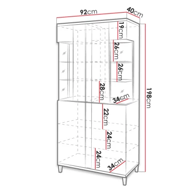 Vitrína do obývacího pokoje ANINA - šířka 90 cm, bílá / černá