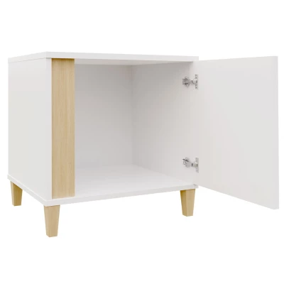Noční stolek ANINA - bílý / dub wotan