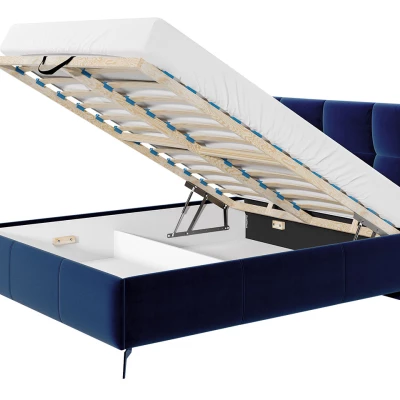 Manželská postel s úložným prostorem 180x200 TERCEIRA - modrá
