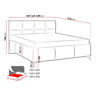 Manželská postel s úložným prostorem 140x200 TERCEIRA - béžová