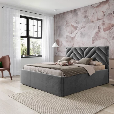 Manželská postel s úložným prostorem 180x200 SUELA - šedá