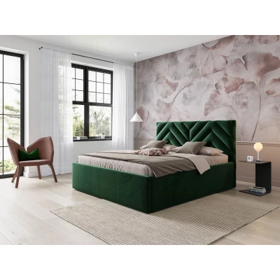 Manželská postel s úložným prostorem 180x200 SUELA - zelená