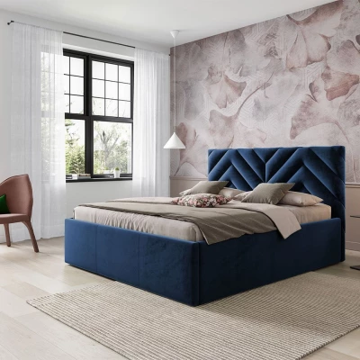 Manželská postel s úložným prostorem 180x200 SUELA - modrá