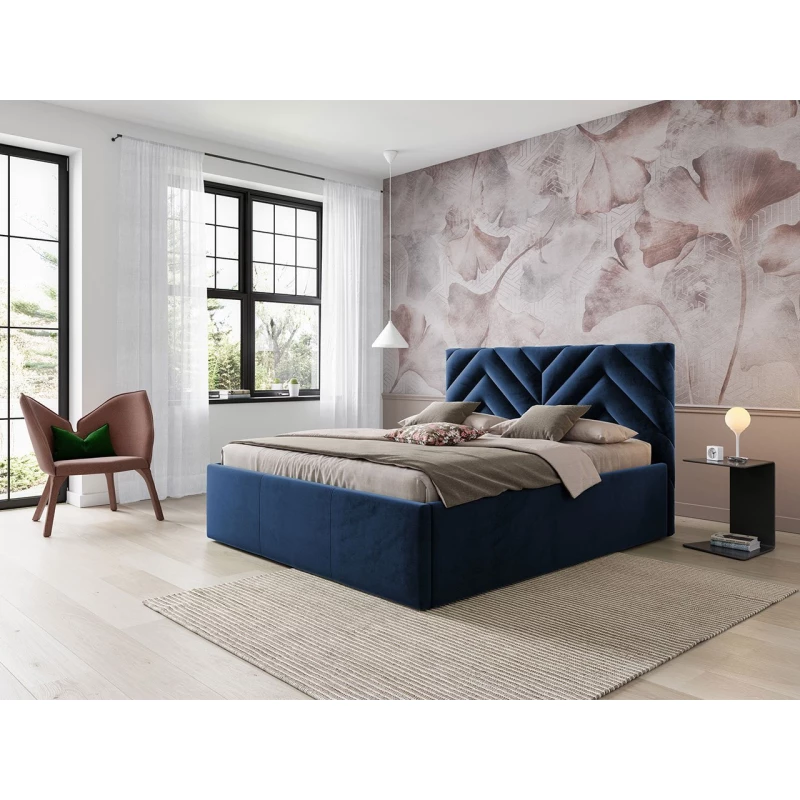 Manželská postel s úložným prostorem 160x200 SUELA - modrá