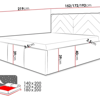 Manželská postel s úložným prostorem 180x200 SUELA - šedá
