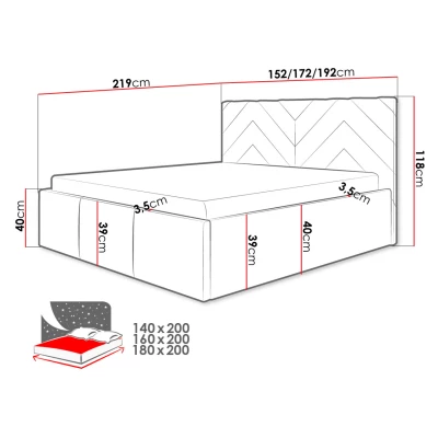 Manželská postel s úložným prostorem 180x200 SUELA - béžová