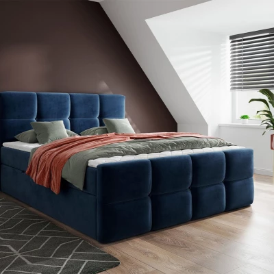 Boxspringová manželská postel 180x200 SEVERO - modrá