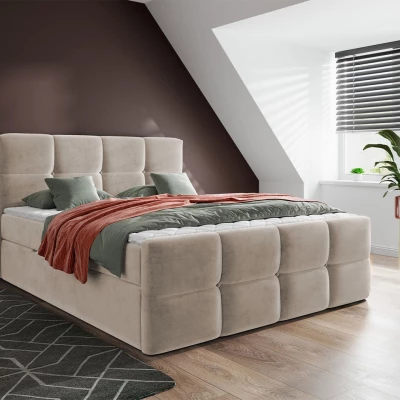 Boxspringová manželská postel 160x200 SEVERO - béžová