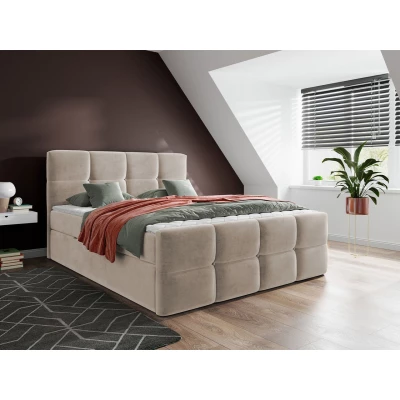 Boxspringová manželská postel 160x200 SEVERO - béžová