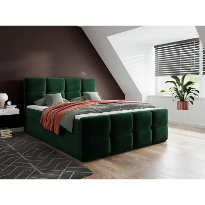 Boxspringová manželská postel 140x200 SEVERO - zelená