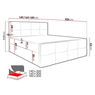 Boxspringová manželská postel 160x200 SEVERO - béžová