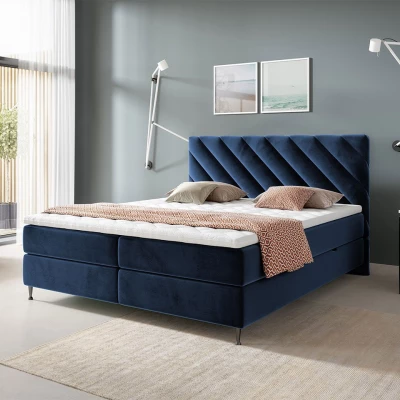 Kontinentální manželská postel 160x200 SATURNIN - modrá