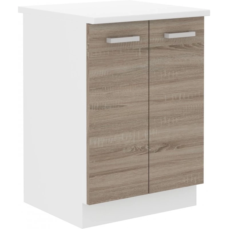 Dolní dvoudveřová skříňka DAGA - šířka 60 cm, dub lanýž / bílá