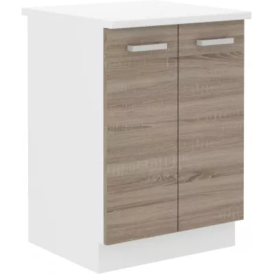 Dolní dvoudveřová skříňka DAGA - šířka 60 cm, dub lanýž / bílá