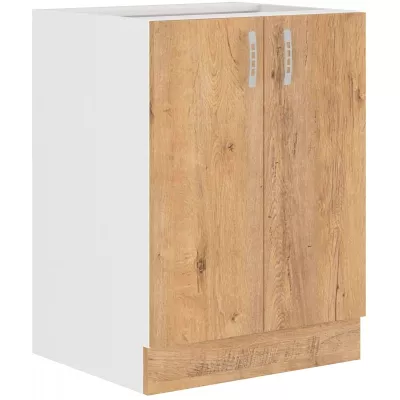 Dolní dvoudveřová skříňka SABRYA - šířka 60 cm, dub lefkas / bílá