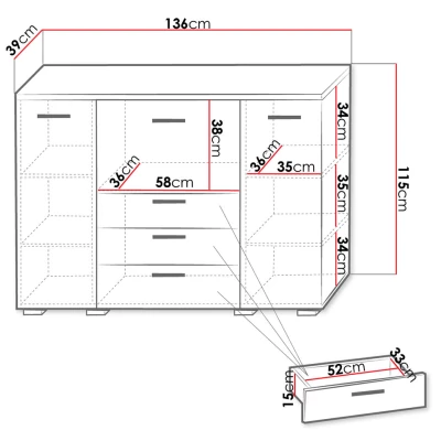 Moderní komoda BEM - bílá