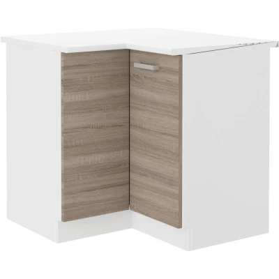 Dolní rohová skříňka DAGA - 89x89 cm, dub lanýž / bílá