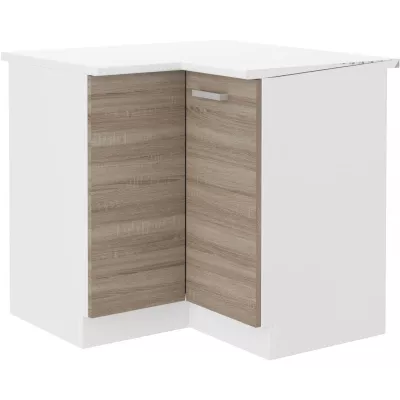 Dolní rohová skříňka DAGA - 89x89 cm, dub lanýž / bílá