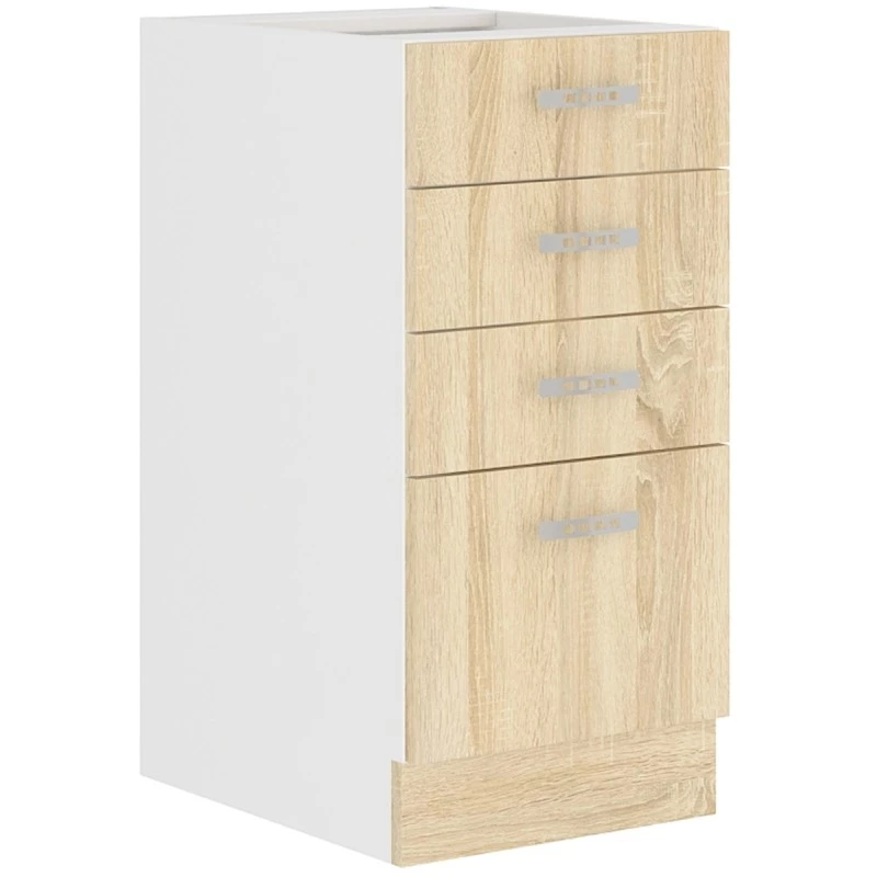 Šuplíková kuchyňská skříňka SABRYA - šířka 40 cm, dub sonoma / bílá