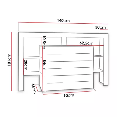 Komoda s LED osvětlením ROLIN 1 - bílá / černý lesk