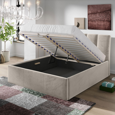 VÝPRODEJ - Čalouněná manželská postel 180x200 TRALEE - světlá šedá