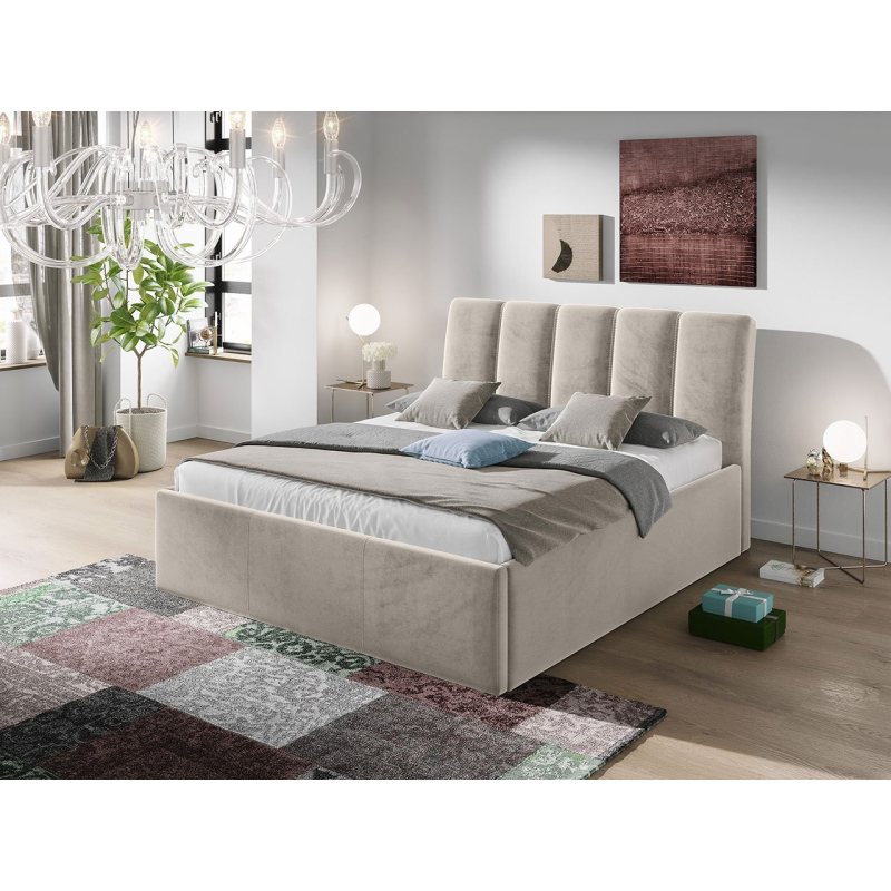 VÝPRODEJ - Čalouněná manželská postel 180x200 TRALEE - světlá šedá