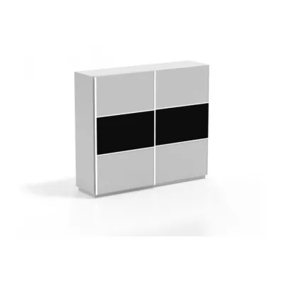 Šatní skříň RYAN - šířka 270 cm, bílá / černý lesk