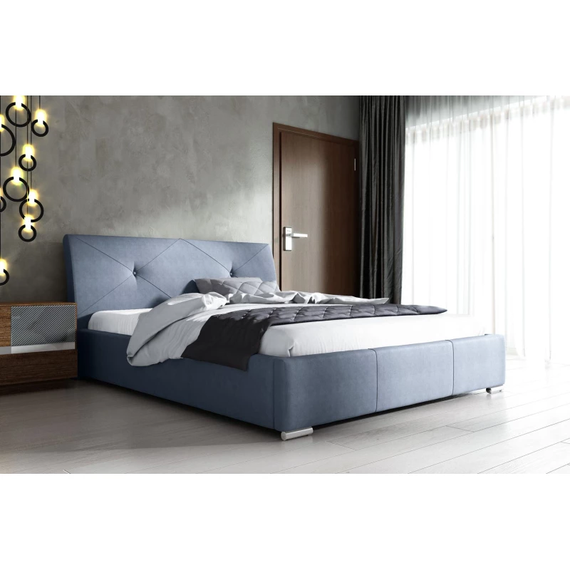 Čalouněná manželská postel TERESA - 200x200, modrá + topper ZDARMA