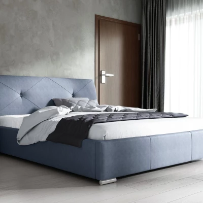 Čalouněná manželská postel TERESA - 140x200, modrá + topper ZDARMA