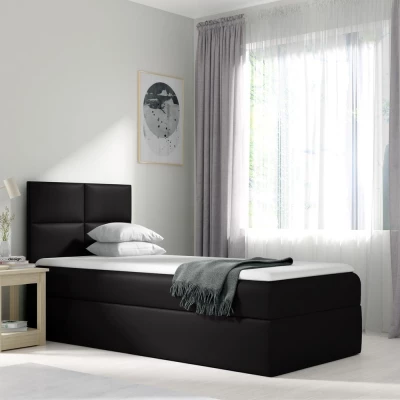 Čalouněná jednolůžková postel SONIA - 100x200, černá + topper ZDARMA
