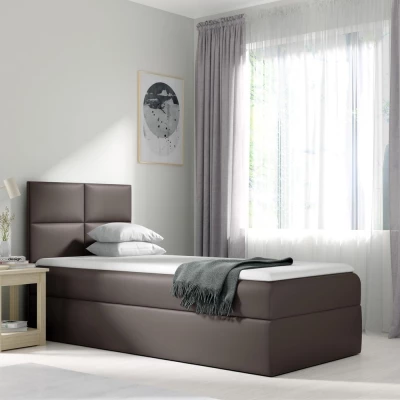 Čalouněná jednolůžková postel SONIA - 100x200, šedá + topper ZDARMA