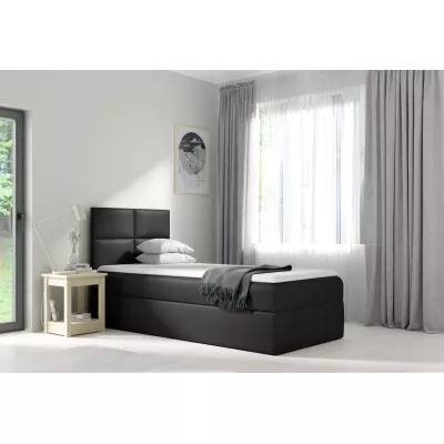Čalouněná jednolůžková postel SONIA - 100x200, tmavě šedá + topper ZDARMA