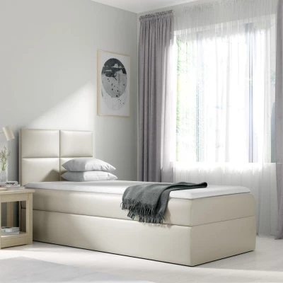 Čalouněná jednolůžková postel SONIA - 80x200, béžová + topper ZDARMA