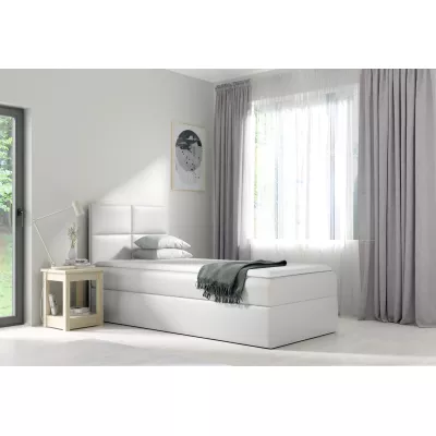 Čalouněná jednolůžková postel SONIA - 80x200, bílá + topper ZDARMA