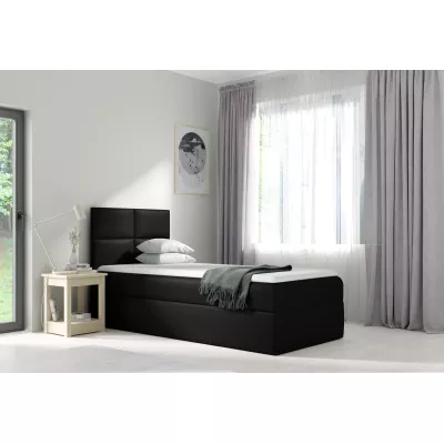 Čalouněná jednolůžková postel SONIA - 80x200, černá + topper ZDARMA