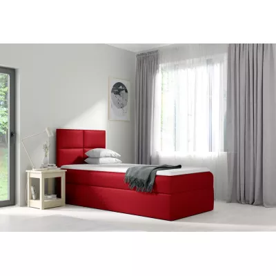 Čalouněná jednolůžková postel SONIA - 80x200, červená + topper ZDARMA