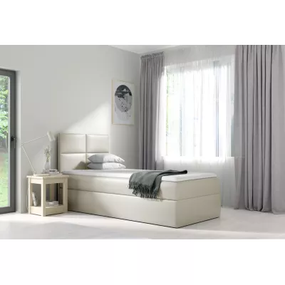 Čalouněná jednolůžková postel SONIA - 90x200, béžová + topper ZDARMA