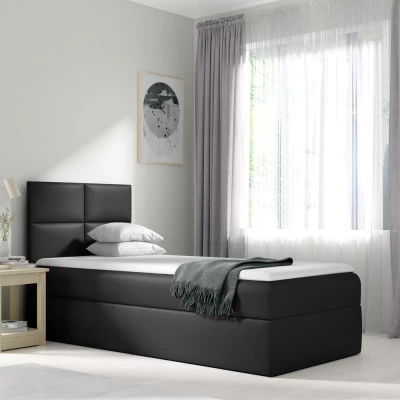 Čalouněná jednolůžková postel SONIA - 90x200, tmavě šedá + topper ZDARMA