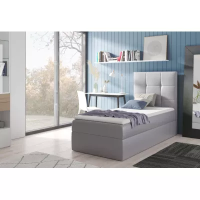 Čalouněná jednolůžková postel REBECCA - 100x200, stříbrná + topper ZDARMA