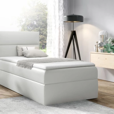 Čalouněná jednolůžková postel OLENA - 100x200, bílá + topper ZDARMA