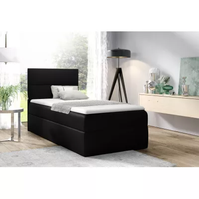 Čalouněná jednolůžková postel OLENA - 100x200, černá + topper ZDARMA