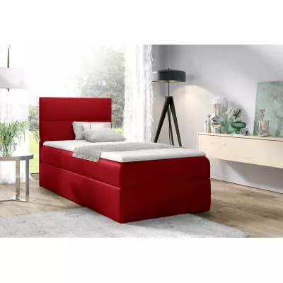 Čalouněná jednolůžková postel OLENA - 100x200, červená + topper ZDARMA