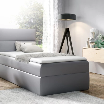 Čalouněná jednolůžková postel OLENA - 100x200, stříbrná + topper ZDARMA