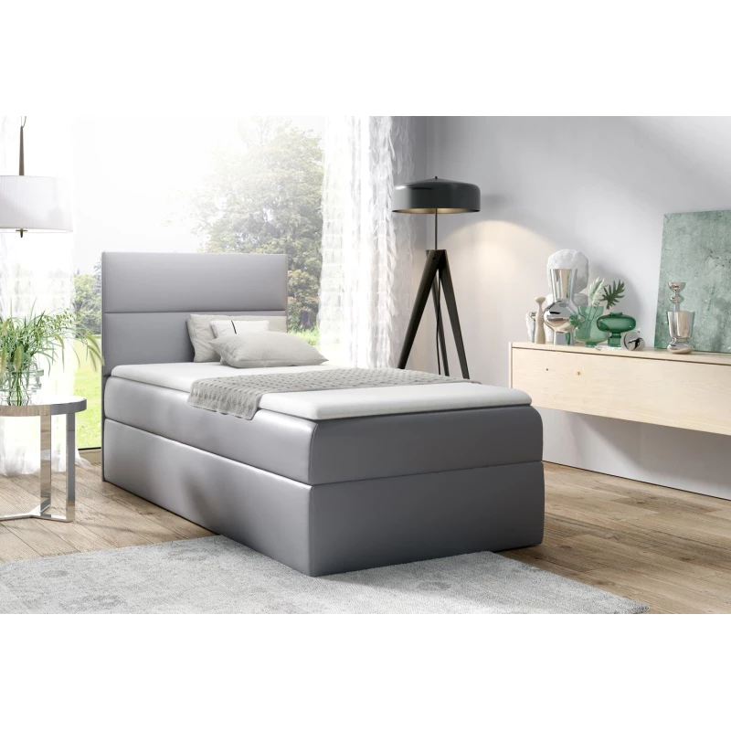Čalouněná jednolůžková postel OLENA - 80x200, stříbrná + topper ZDARMA
