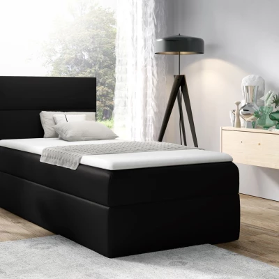 Čalouněná jednolůžková postel OLENA - 90x200, černá + topper ZDARMA