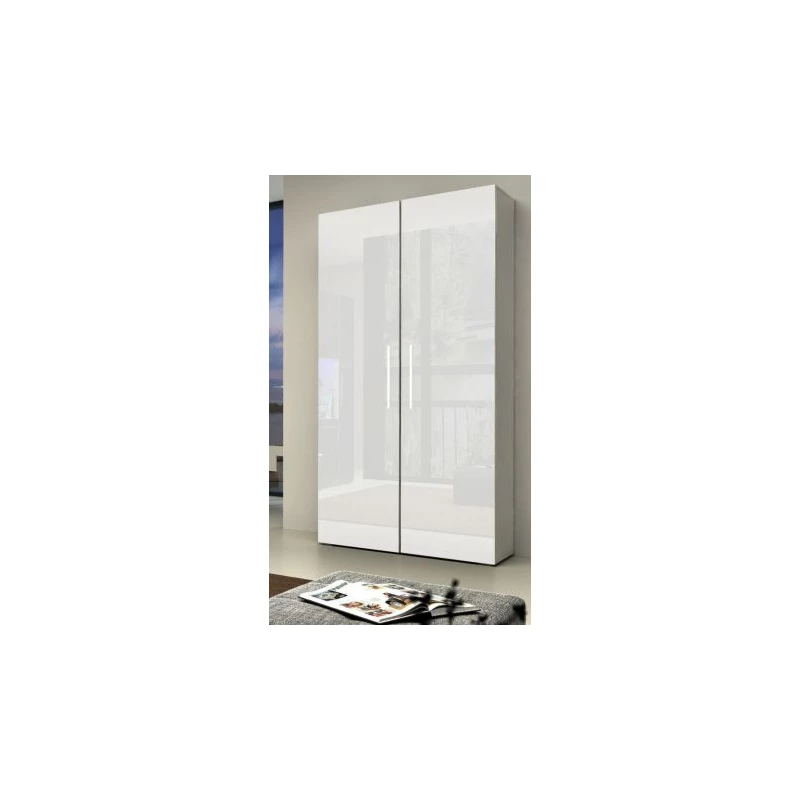 Dvoudveřová šatní skříň BILAN - šířka 80 cm, bílá / bílý lesk