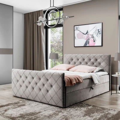 Boxspringová postel LENKA - 140x200, cappucino + topper ZDARMA